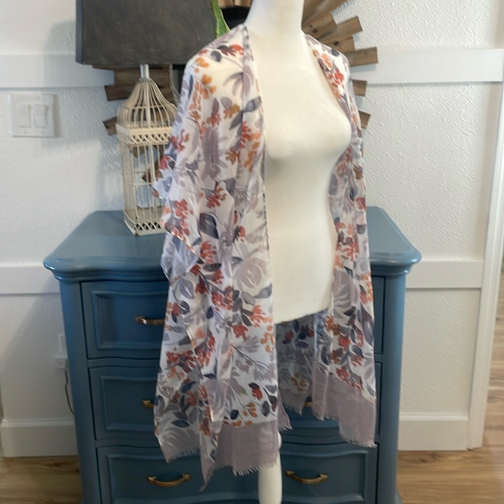 Floral Swim Cover-up, Sheer Kimono Cardigan